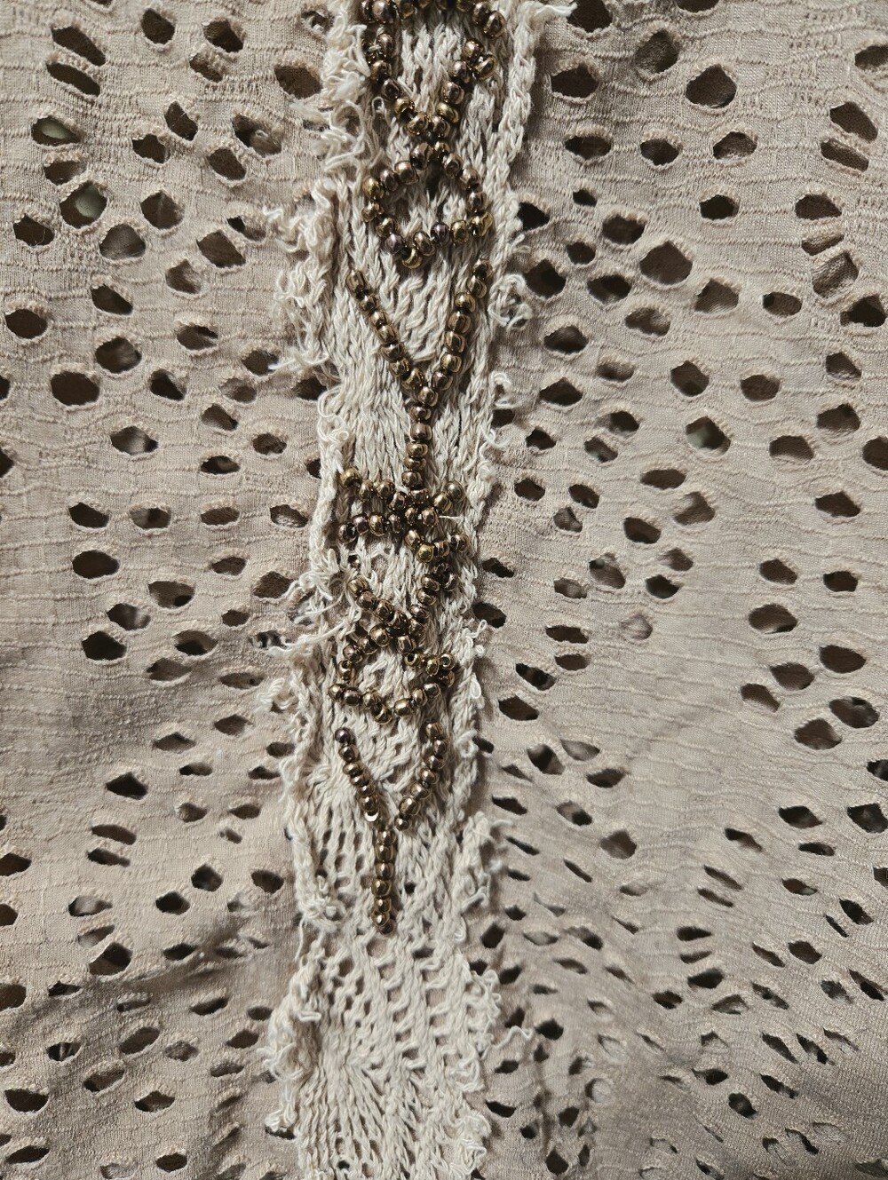 Free People Boho Tan Beaded Swing Tank Top Size: XS - Picture 3 of 5